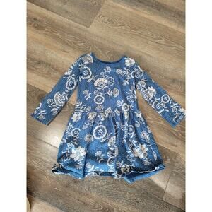 Tea Girls Blue Floral‎ Dress size 5 #7